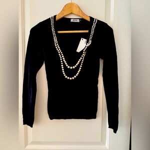 LOVE MOSCHINO TOP WITH PEARLS